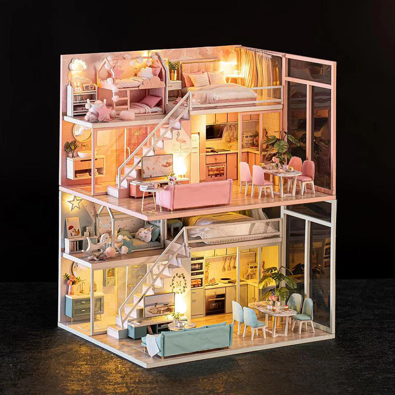 Handmade Miniature LED Dollhouse – Fully Paintable DIY Kit | Ages 8+