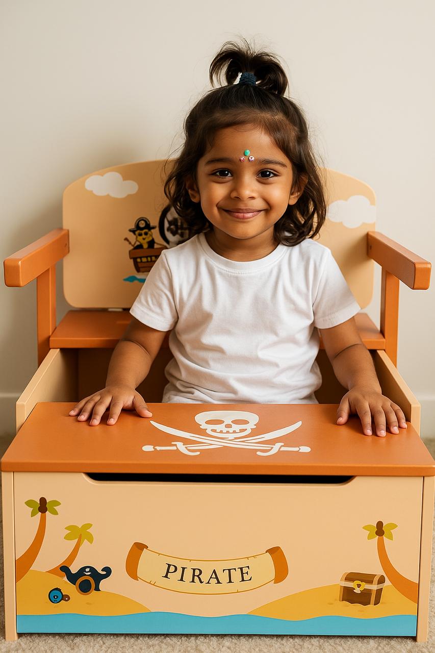 Pirate Chair – 3-in-1 Kids Chair, Storage & Play Station | Premium Wood