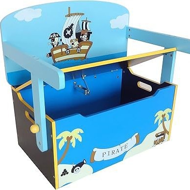 Pirate theme children's toy cabinet lively blue and yellow color storage cabinet