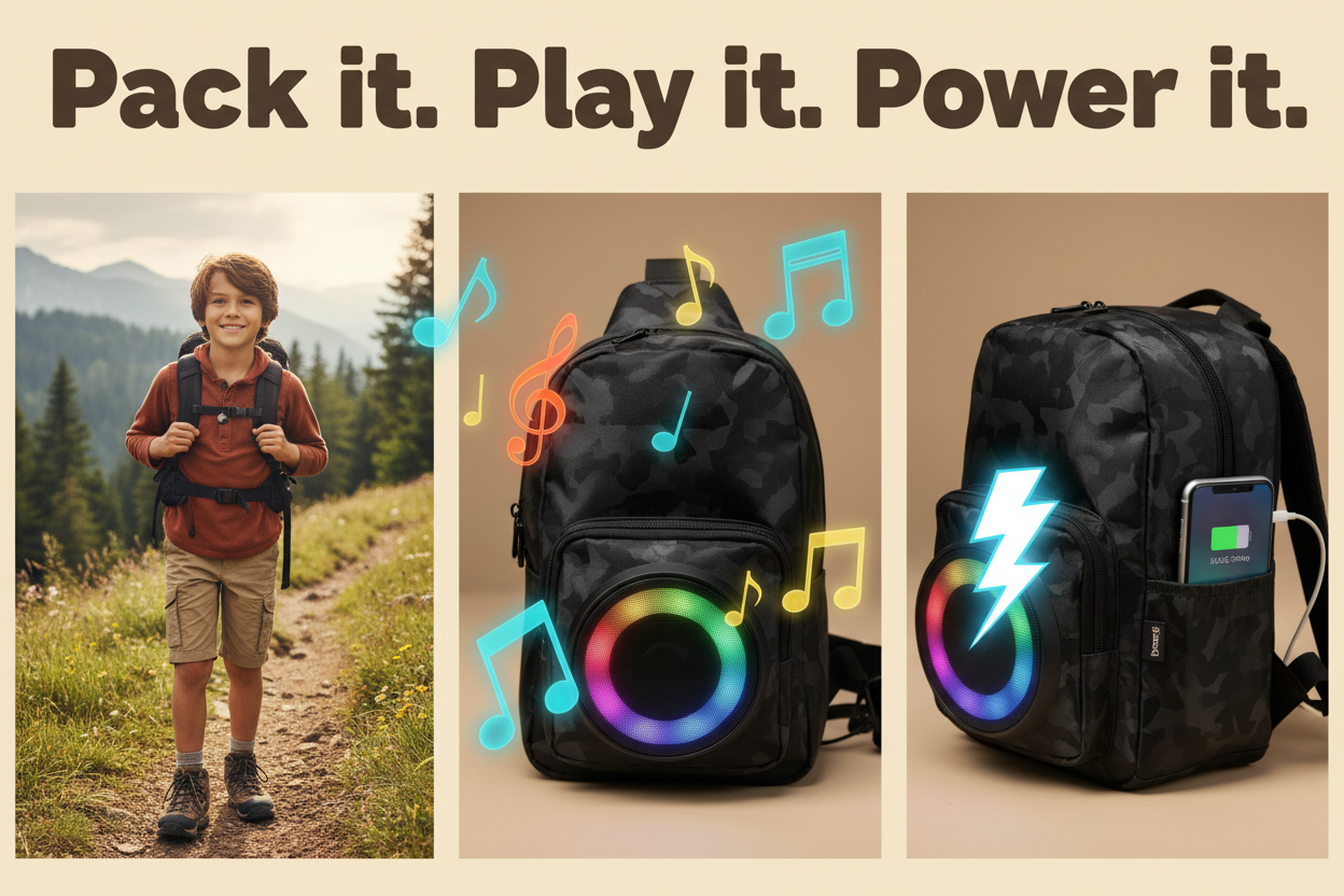 NomadBeat 3-in-1 Pro – Bluetooth Speaker + Powerbank + LED | Travel Essential